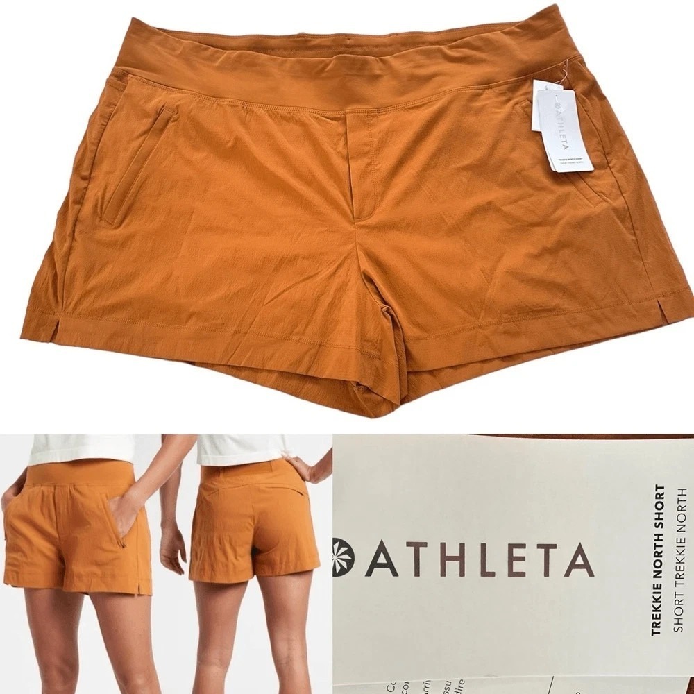 Athleta Trekkie North Shorts‎ Cattail Brown Size 24 44x3.5 Wicking UPF New